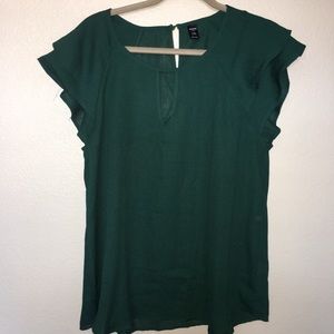 SHEIN 1XL Short Sleeve Forest Green Top